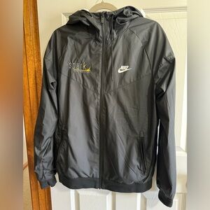 Nike Men’s Size Medium Jacket Zip Up Zipper Pockets Black w/ White & Yellow Logo